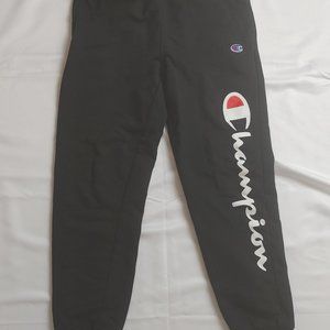 CHAMPION Boy’s Medium Size Black Champion Script Logo Fleece Joggers Pants
